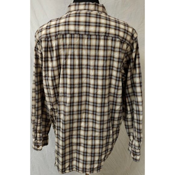 Carhartt Mens XL Beige Plaid Relaxed Fit Long Sleeve Button Down Outdoor Shirt - Picture 8 of 12